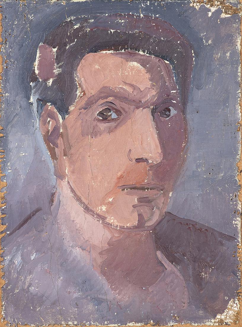 ENRICO ACCATINO - Self portait, 1947-49: ENRICO ACCATINO Genoa, 1920 - Rome, 2007 Self portait, 1947-49 Oil on gypsum laid down on wide-fiber canvas laid down on masonite, 32 x 23 cm Listed into the general catalog of Enrico Accatinoâ€™