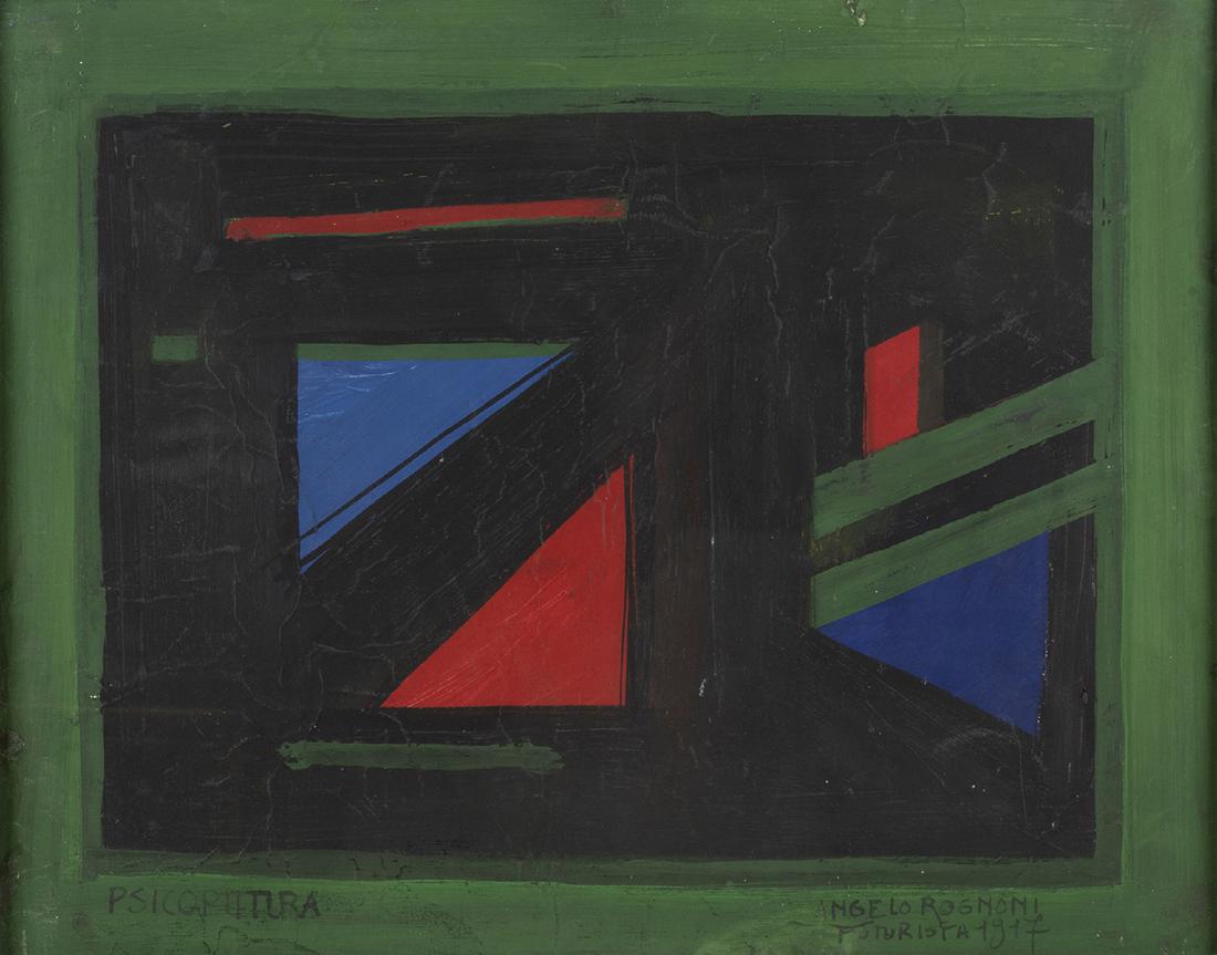 ANGELO ROGNONI - Psicopittura, 1917: ANGELO ROGNONI Pavia, 1896 - 1957 Psicopittura, 1917 Tempera on cardboard, 39 x 49,5 cm Signed and dated lower right: Angelo Rognoni Futurista 1917 Titled lower left: Psicopittura LITERATURE AND EXHIB
