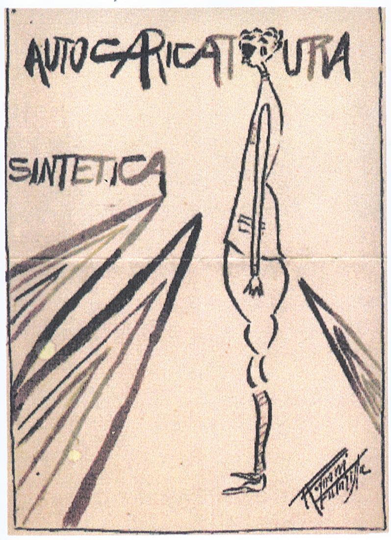 ANGELO ROGNONI - Autocaricatura sintetica, 1918: ANGELO ROGNONI Pavia, 1896 - 1957 Autocaricatura sintetica, 1918 China and watercolor on paper, 37 x 26,5 cm Titled upper center: Autocaricatura sintetica Signed lower right: Rognoni Futurista LITERAT