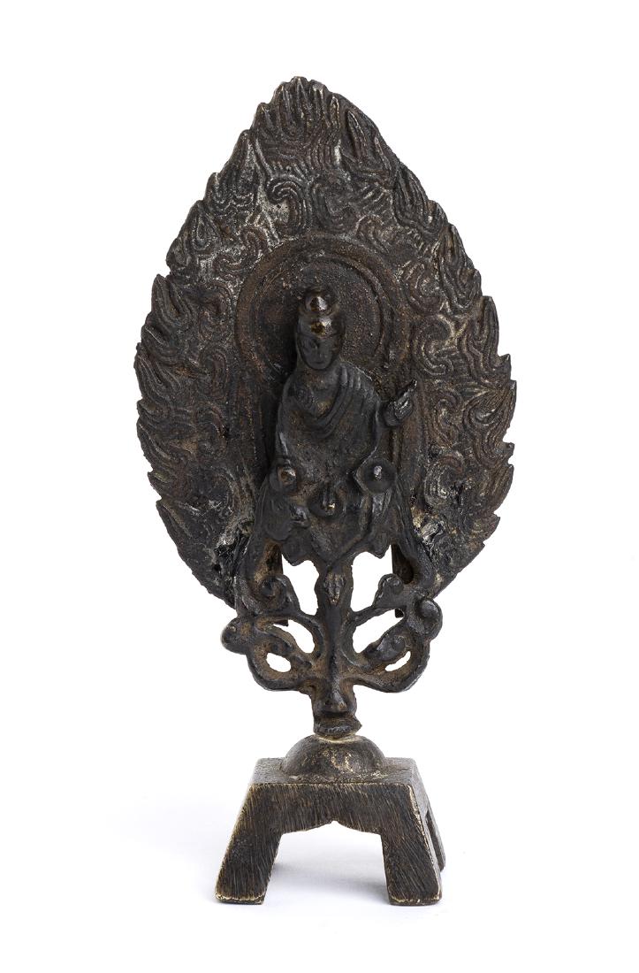 A BRONZE BUDDHA Tang dynasty style  Square section (1 of 3)