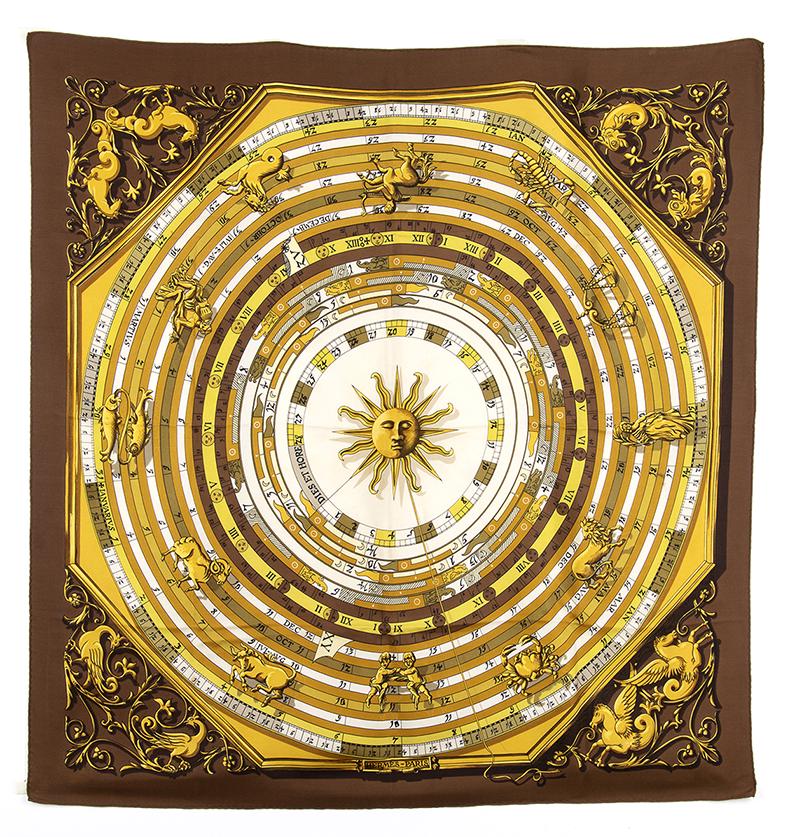 HERMES, â€˜ASTROLOGIE DIES ET HOREâ€™ SILK SCARF 1963 (1 of 2)