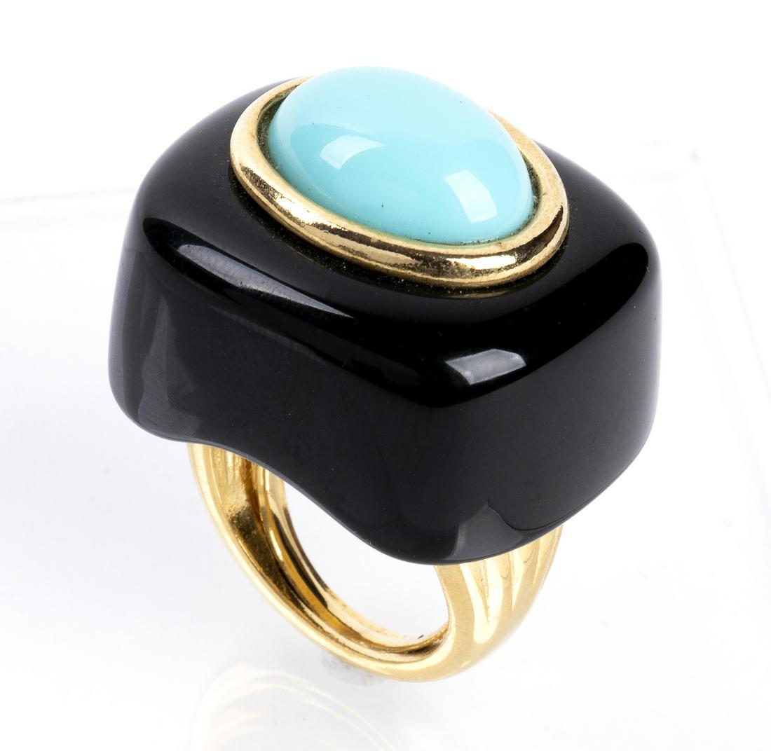 KENNETH JAY LANE  GOLD TONE RING 90s/2000s (1 of 3)