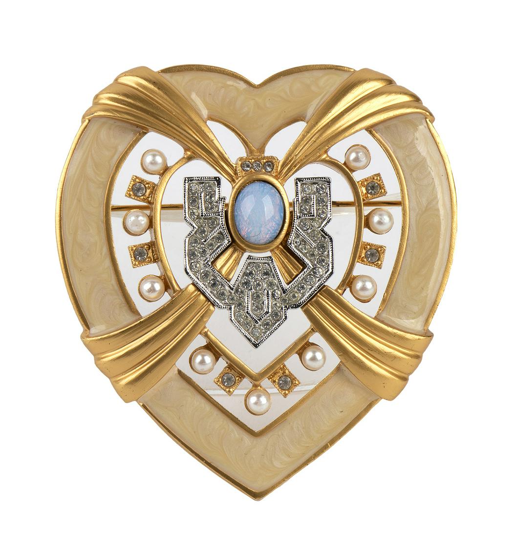 ELIZABETH TAYLOR FOR AVON GILDED METAL BROOCH  Late 80s (1 of 2)