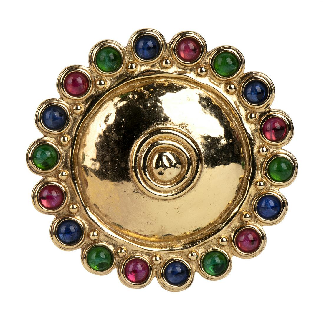 CHRISTIAN DIOR GILDED METAL BROOCH 80s (1 of 2)