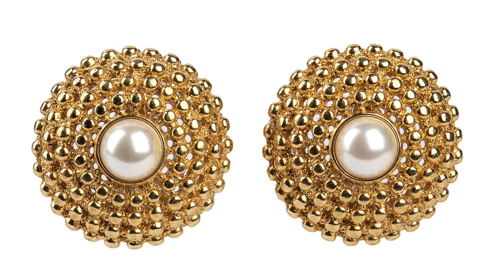 VALENTINO GILDED METAL AND PEARLS CLIP SEA-URCHIN (1 of 1)