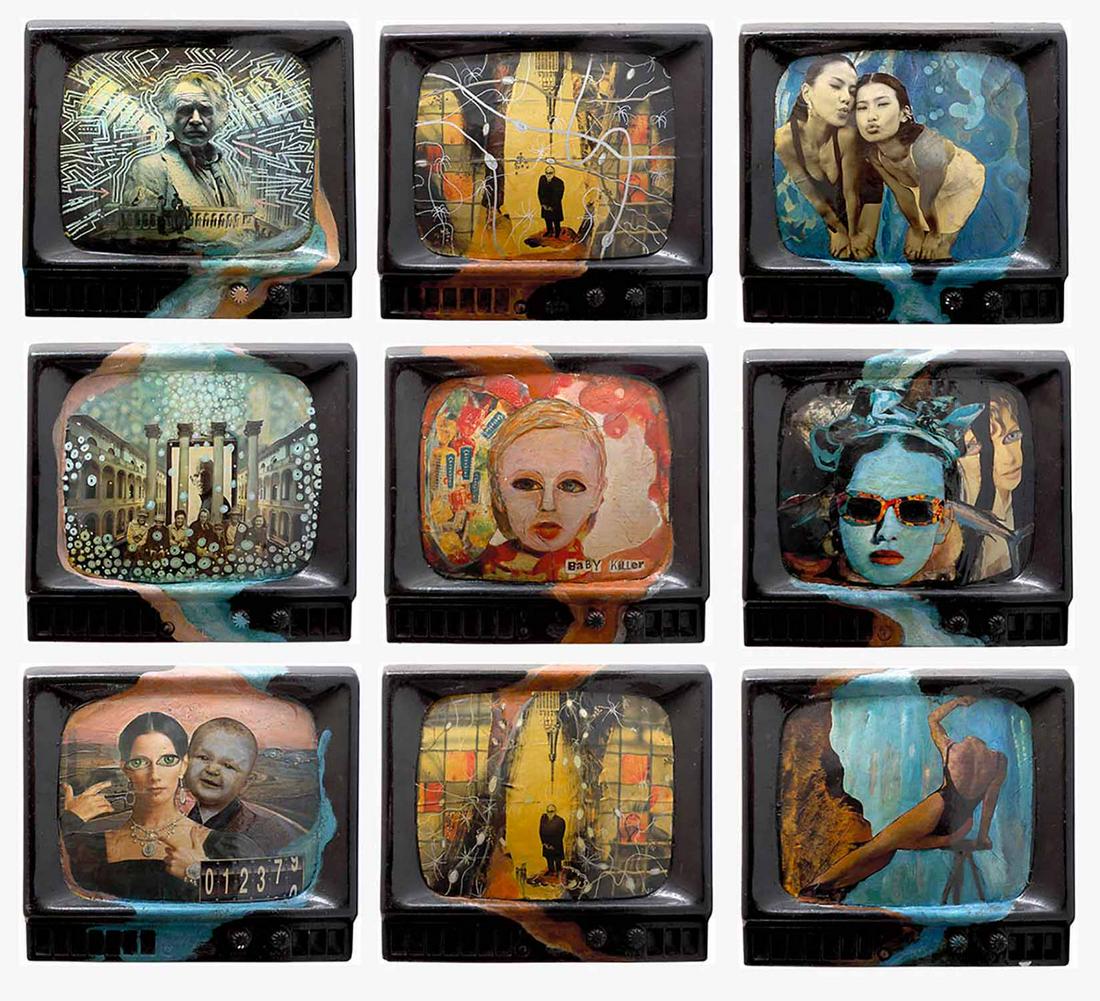 EMANUELE GIANNELLI - Televisions, 1993: EMANUELE GIANNELLI Rome, 1962 Televisions, 1993 Collage on plaster, 30 x 20 x 7 cm (9 pieces) Signed and titled on the back: Giannelli, Televisioni Photo-certificate by the Artist PROVENANCE: Artistâ