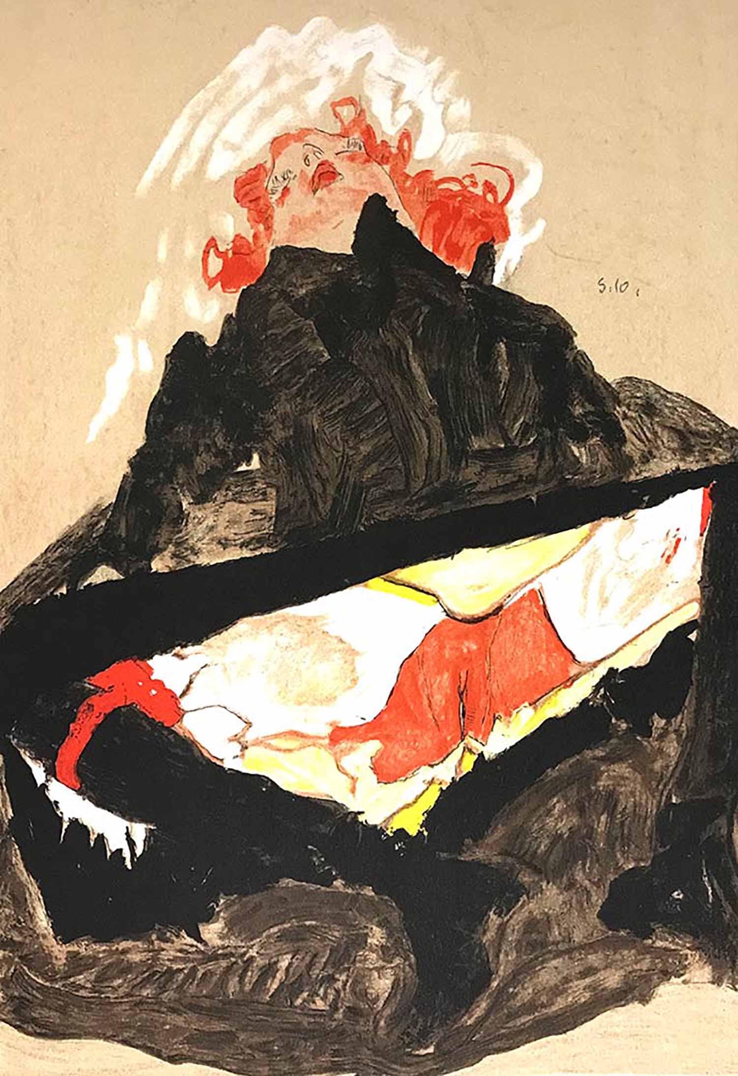 AFTER EGON SCHIELE - Red-Haired Girl with Spread Legs,: AFTER EGON SCHIELE Red-Haired Girl with Spread Legs, 2007 Litography, 49,8 x 31,6 c Red-Haired Girl with Spread Legs is a beautiful and original lithograph from the portfolio ""Erotica"" by Egon Schie