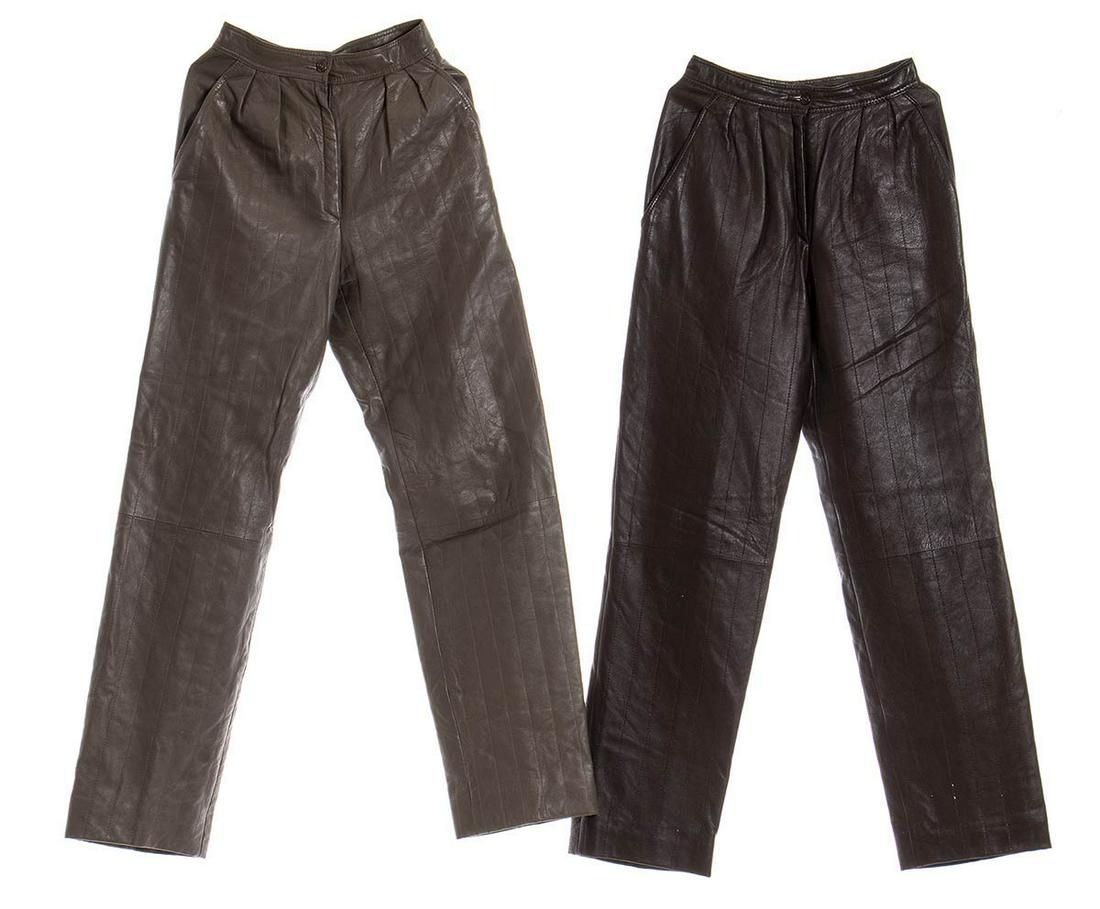 EMANUEL UNGARO PARALLELE PARIS  2 LEATHER TROUSERS  80s (1 of 2)