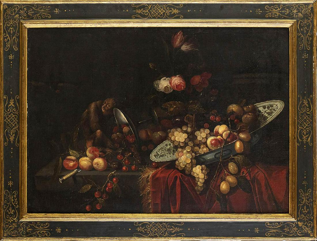 FLEMISH SCHOOL, 18th CENTURY - Still life with ceramic (1 of 2)