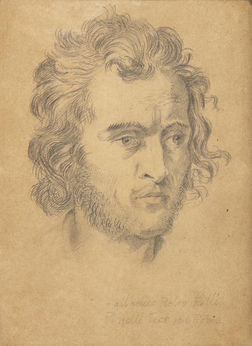 Portrait of man (Pietro Relli?): BARTOLOMEO PINELLI (Rome, 1771 - 1835) Portrait of man (Pietro Relli?) Pencil on paper, cm. 18x13. Framed Inscription lower right: â€œALLâ€™AMICO PIETRO RELLI, PINELLI FECE. 1810. ROMA”