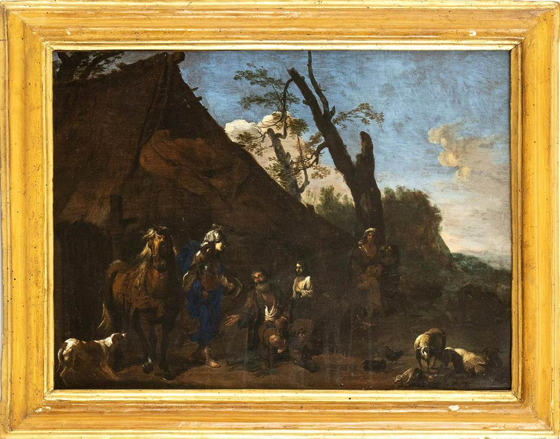 JAN MIEL (Beveren-Waas, 1599 - Turin, 1663), ATTRIBUTED: Oil on canvas, cm. 48,5x66. Framed