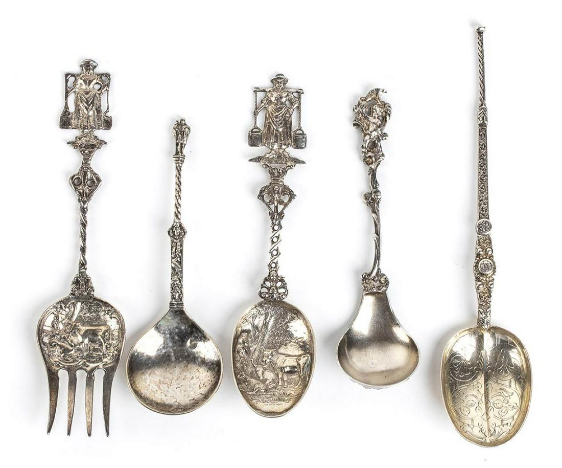 Four silver spoons and one silver fork (1 of 10)