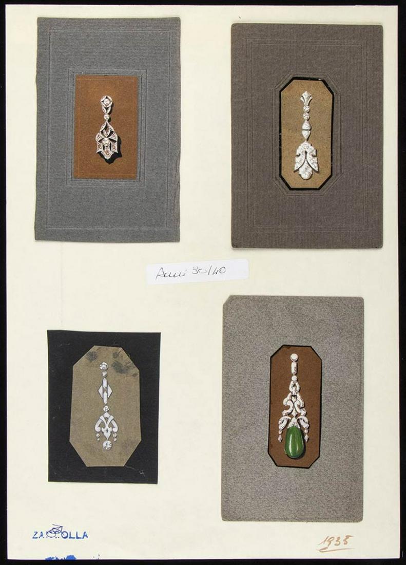 Design  for earrings, 30s-40s, GIULIO ZANCOLLA designer (1 of 3)