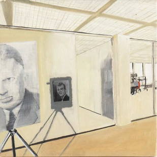 LUCA PANCRAZZI (Figline Valdarno, 1961): Interior: LUCA PANCRAZZI (Figline Valdarno, 1961) Interior Acrylic on wood, 20 x 20 cm On the back stamp “LUCA PANCRAZZI, 130” signed and in which is written “indivisible n. 130 and n. 131&rdq