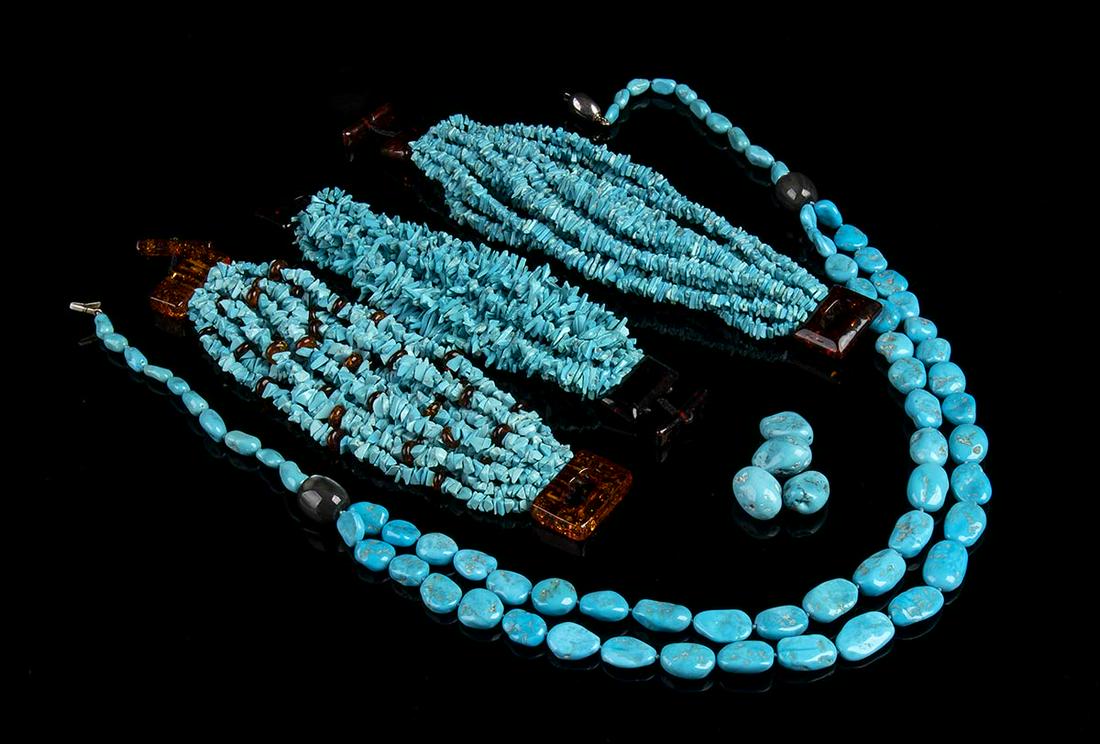 3 turquoise bracelets and 1 turquoise necklace (1 of 4)