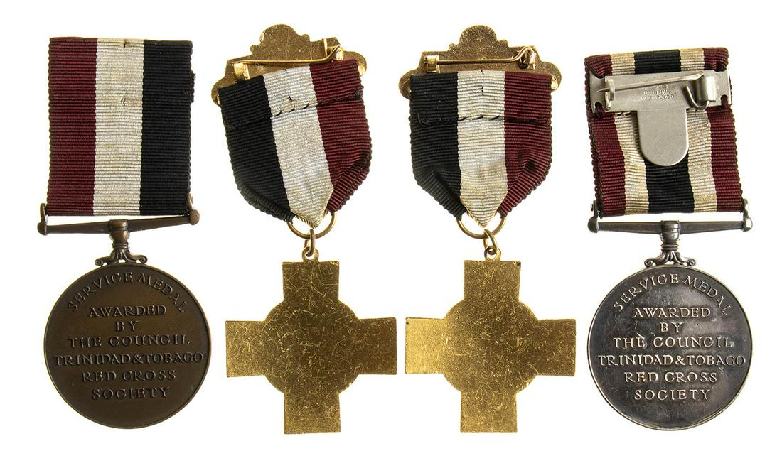 TRINIDAD AND TOBAGO LOT OF FOUR MEDALS OF THE RED CROSS  SILVER, BRONZE, 38MM, 39MM  LOT CONSISTS OF (1 of 2)
