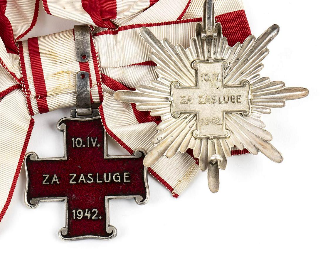 CROATIA, INDEPENDENT STATE ORDER OF MERIT, GREAT CROSS  SILVER, ENAMELS, PLATE, 86 MM, PENDANT, (1 of 5)