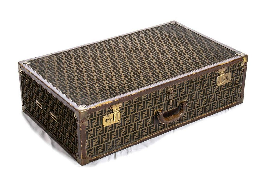 FENDI - MONOGRAM AND LEATHER TRUNK LUGGAGE - late 70s early 80s (1 of 8)