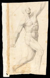 AMBIT OF CARLO MARATTI, FIRST HALF OF THE 18th CENTURY Anatomic study of male figure: Black pencil on paper, cm. 39x25 (irregular edges) PROVENANCE:Private collection, Emilia Romagna.