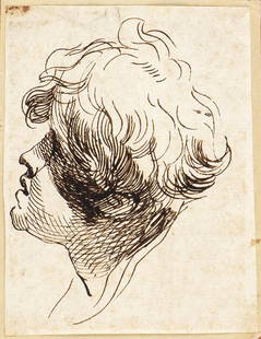 EMILIAN SCHOOL, SECOND HALF OF 18th CENTURY Head of a child in profile: Black ink on papaer, cm. 10,6x8,2