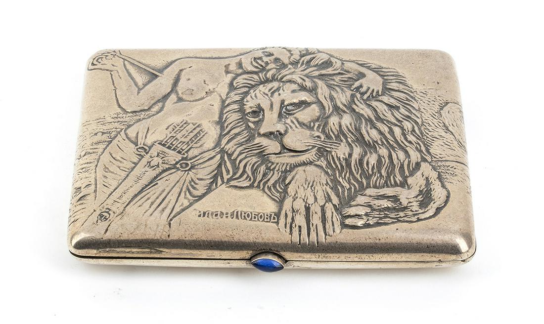 Russian silver cigarette case - Moscow 1908-1926 (1 of 4)