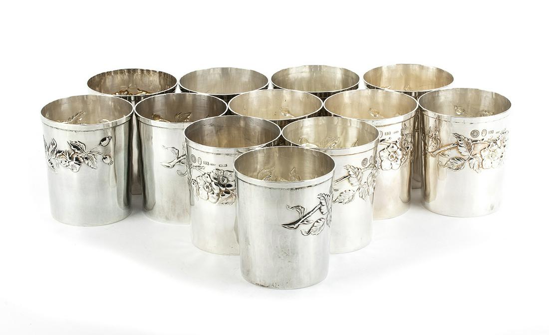 12 Italian silver glasses - Florence, mark of BRANDIMARTE (1 of 2)