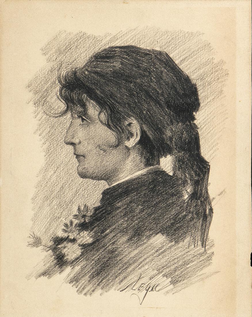 ATTR. SILVESTRO LEGA (Modigliana, 1826 - Florence, 1895): Woman profile portrait (1 of 1)