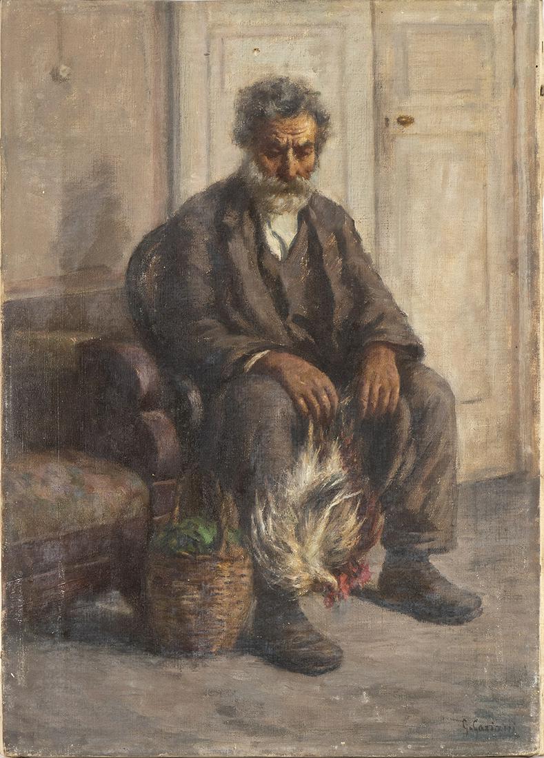 GARIBALDI GARIANI (Catanzaro, 1862 â€“ 1930): Lawyer's anteroom (Old peasant waiting) (1 of 1)