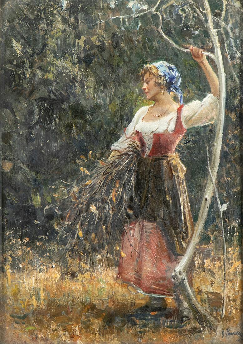 GIOVANNI PANZA (Miseno, 1894 - Naples, 1989): Peasant with bundle of grass (1 of 1)
