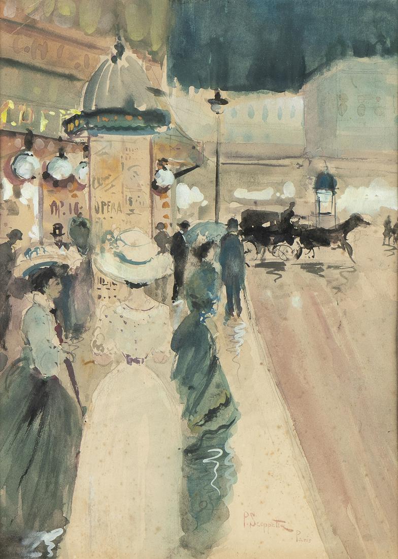 PIETRO SCOPPETTA (Amalfi, 1863 - Napoli, 1920): Parisian boulevard (1 of 1)