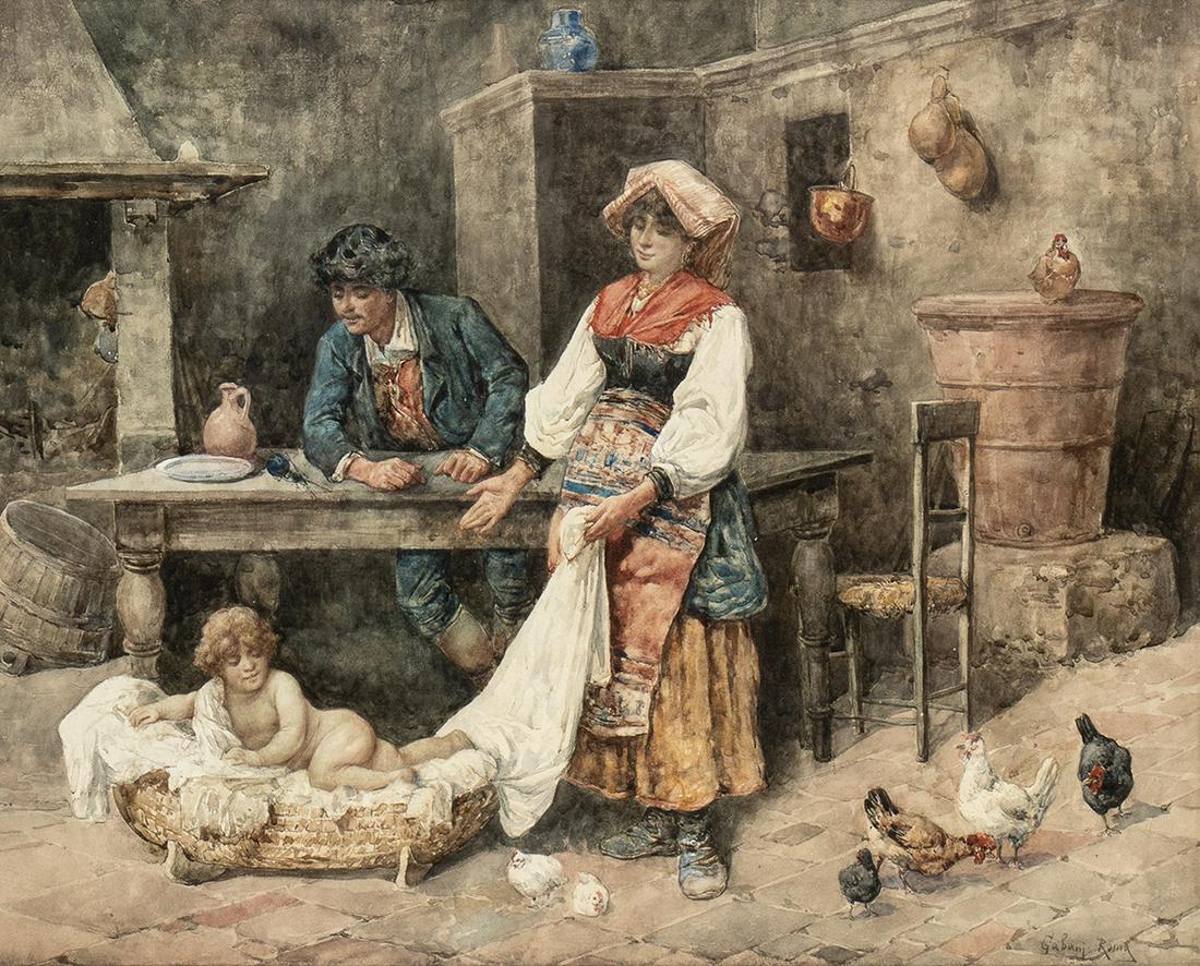 GIUSEPPE GABANI (Senigallia, 1846 - Rome, 1900) : Peasant family (1 of 1)