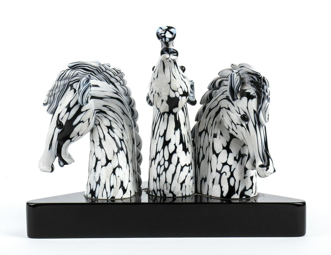 ARCHIMEDE SEGUSO (Venice, 1909 - 1999): Three black and white horses, Venice 1940 (1 of 1)