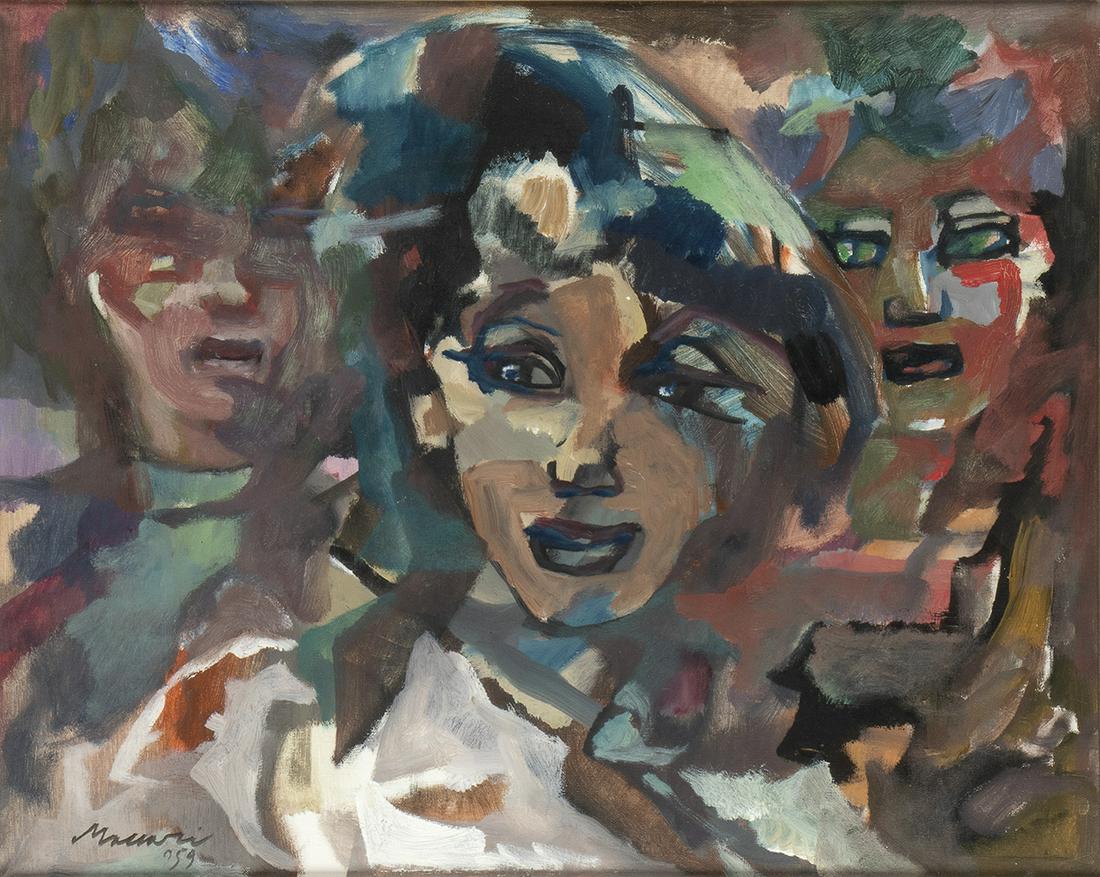 MINO MACCARI (Siena, 1898 - Rome, 1989):  Portrait of three girls  1969 (1 of 1)