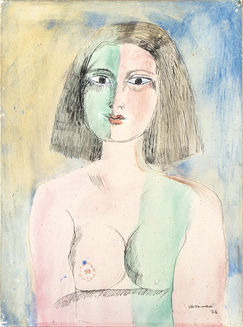 BRUNO CASSINARI (Piacenza, 1912 - Milan, 1992): Woman Portrait, 1976 (1 of 1)
