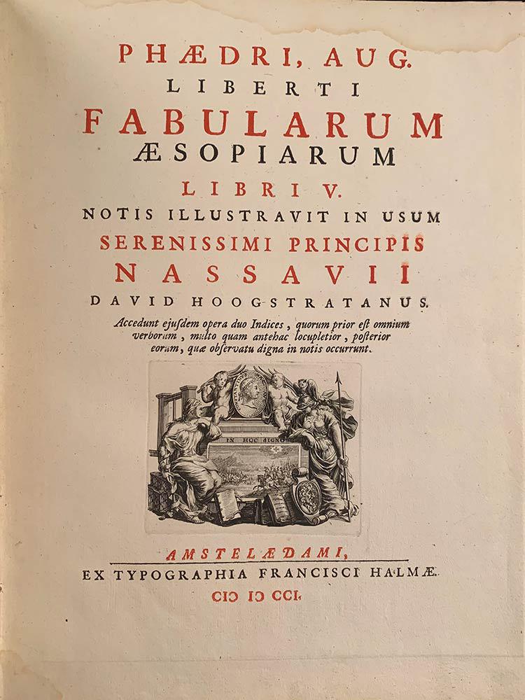 FEDRO: Fabularum aesopiarum libri V. Notis illustrravit in usum serenissimi Principis Nassavii Ex (1 of 2)