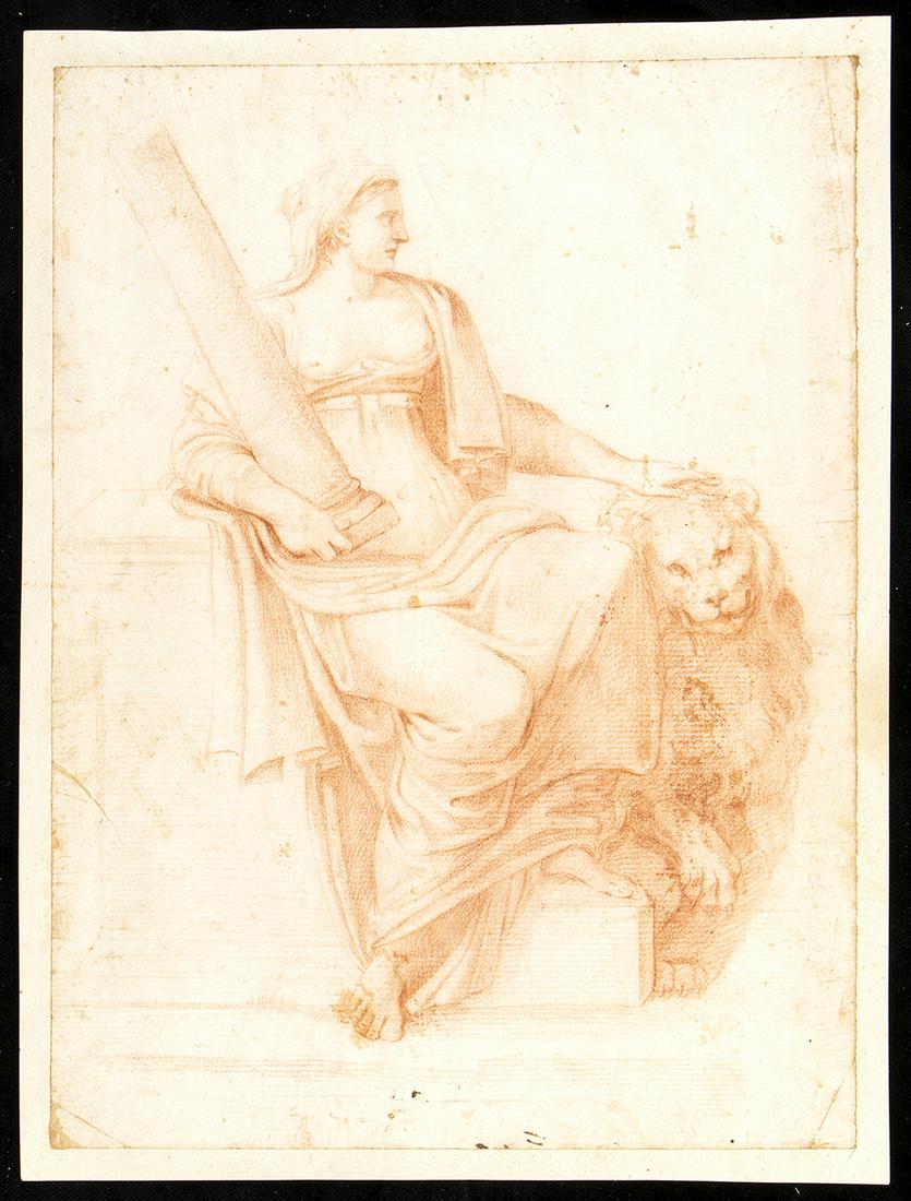 AMBIT OF MARCELLO VENUSTI, SECOND HALF OF 16th CENTURY: Allegory of the Fortress Sanguine on laid paper on paperboard, cm. 27x20 PROVENANCE:Private collection, central-Italy.