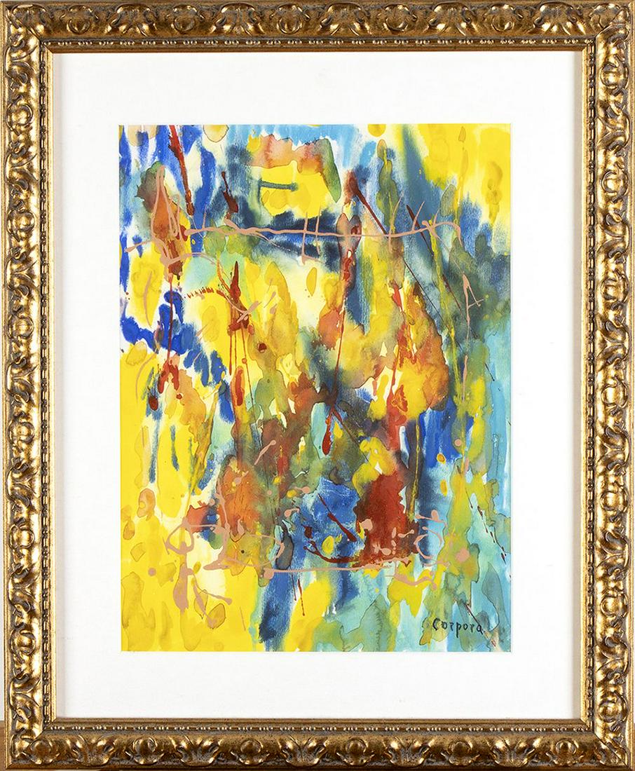 ANTONIO CORPORA (Tunisi, 1909 - Roma, 2004): Untitled: ANTONIO CORPORA (Tunisi, 1909 - Roma, 2004) Untitled Tempera on cardboard, 39 x 29 cm Signed lower right: Corpora Authentic on photo by the artist Excellent conditions, framed with glass