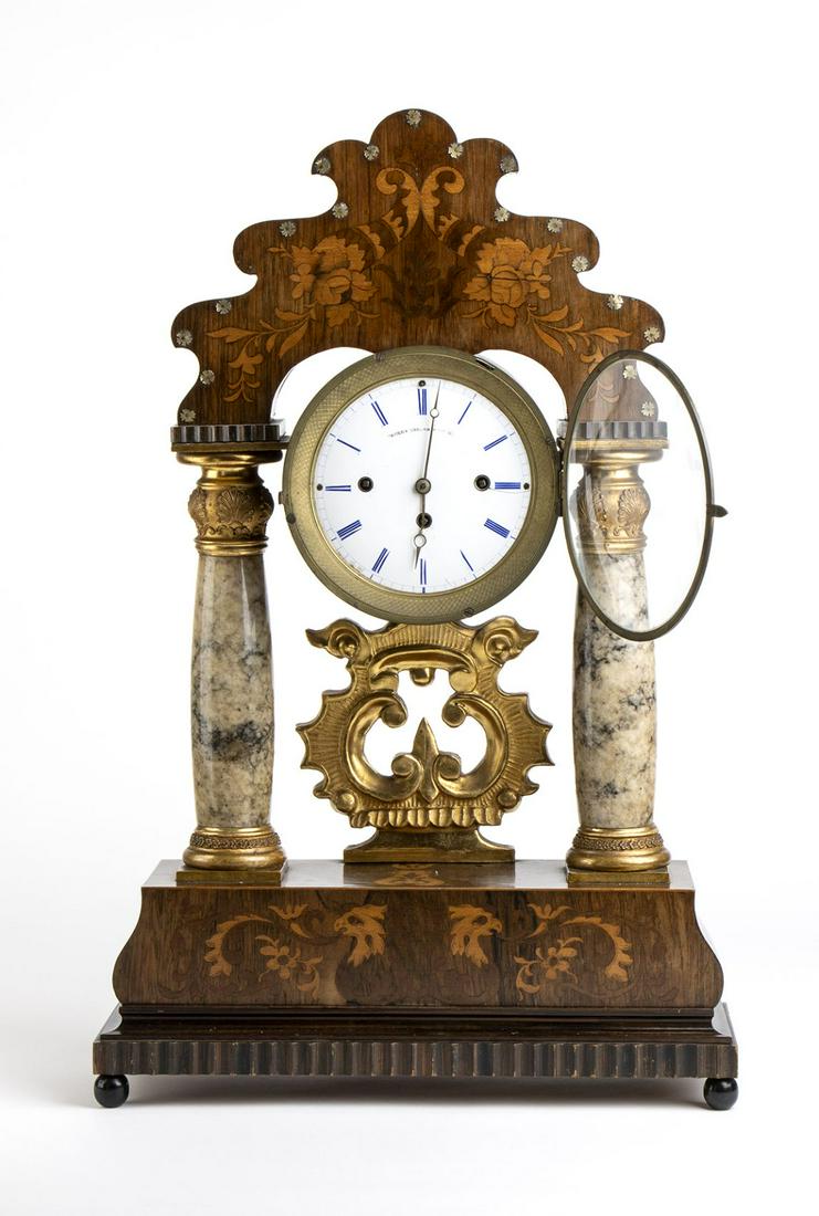Rare mantel clock with music box - Austria, Biedermeier early 19th century (1 of 11)