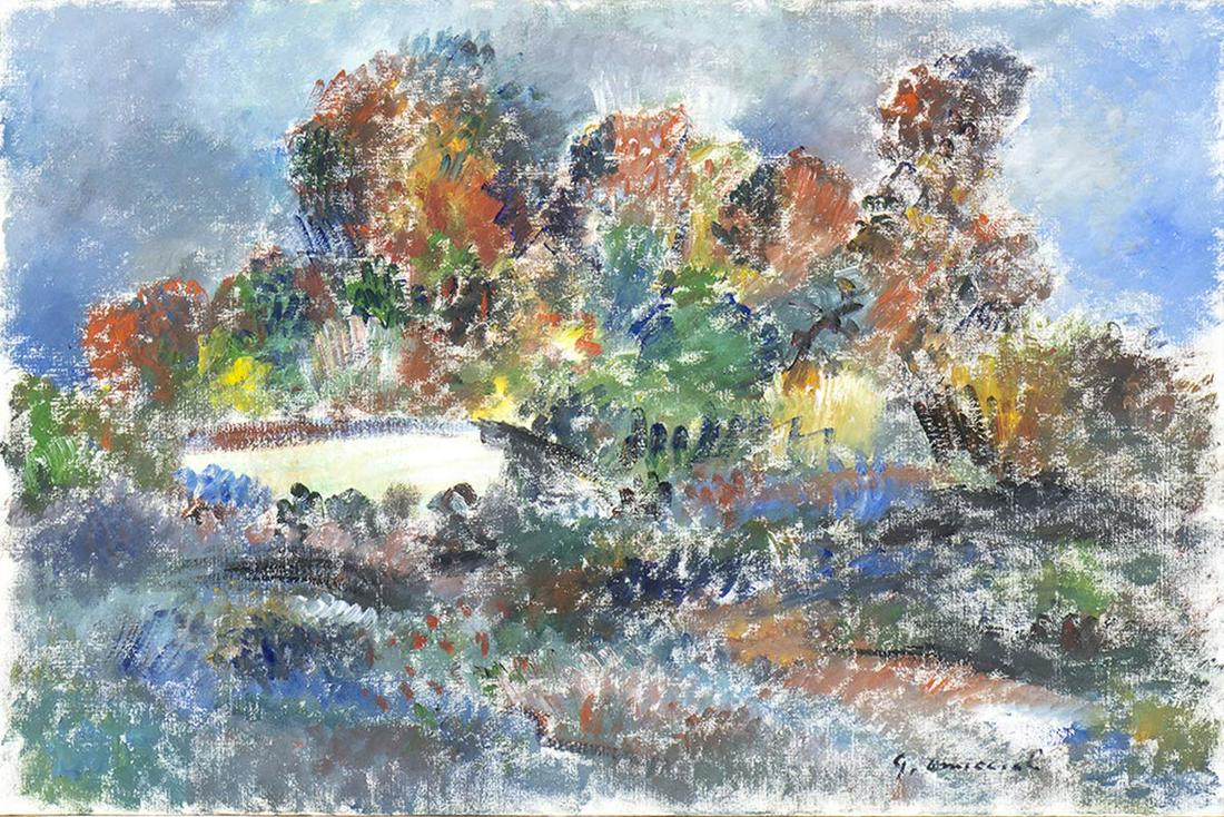 GIOVANNI OMICCIOLI (Rome, 1901-1975): Wooded landscape, 1962 (1 of 1)