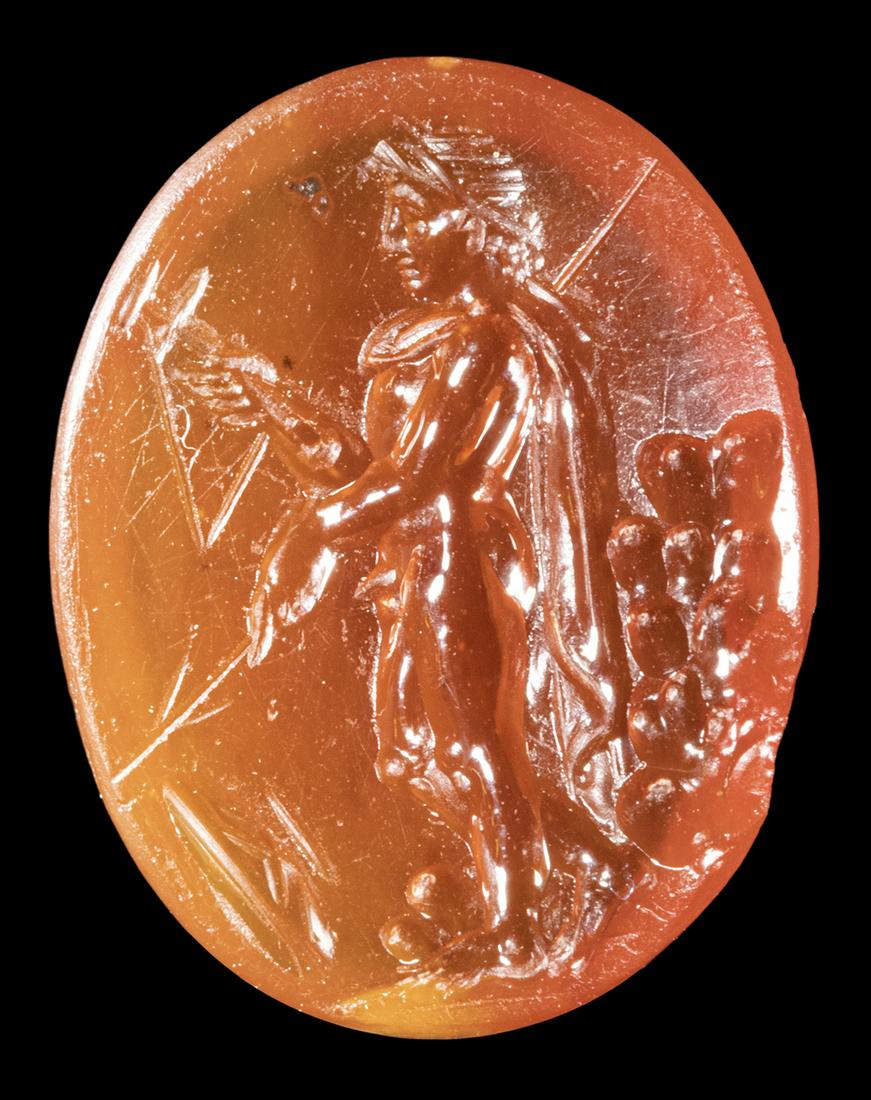 A ROMAN CARNELIAN INTAGLIO. WARRIOR. (1 of 3)