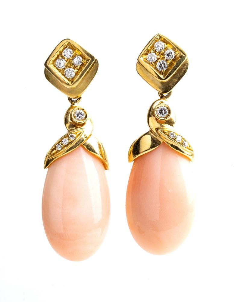 Diamond cersuolo coral gold earrings (1 of 4)