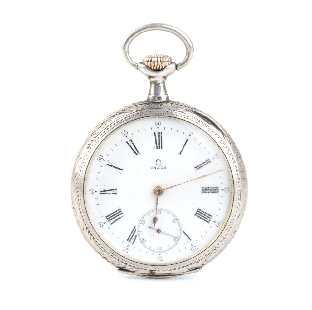 OMEGA: silver pocket watch, circa 1910 (1 of 5)