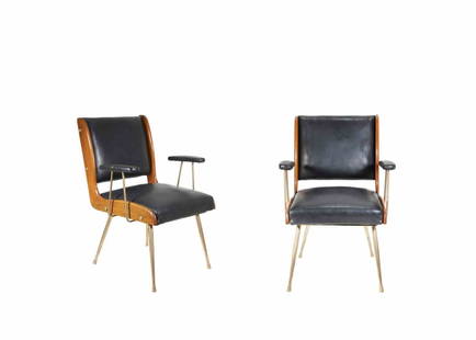 Pair of Armchairs Realized for Castelli 1960s: CARLO RATTI - INDUSTRIA COMPENSATI CURVATI Pair of Armchairs Realized for Castelli 1960s 44 x 44 x 80 cm. Maximum backrest height 80 cm, Seat height 44cm, Seat width 50cm, Seat depth 48cm Good conditi