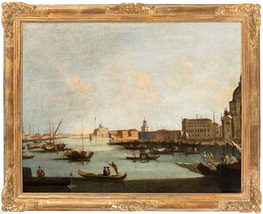 Francesco Tironi View of Bacino di San Marco with San Giorgio Maggiore and Punta della Dogana: Oil on canvas Canvas cm. 66,5x84. Framed The painting is accompanied by an expertise by Prof. Federica Spadotto.