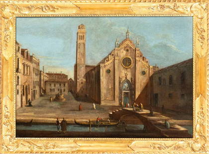 Francesco Tironi (attribuito a) Santa Maria Gloriosa dei Frari in Venice: Oil on canvas Canvas cm. 50,5x74. Framed The painting was attributed to Francesco Tironi by Professor Dario Succi (oral communication to the owner).