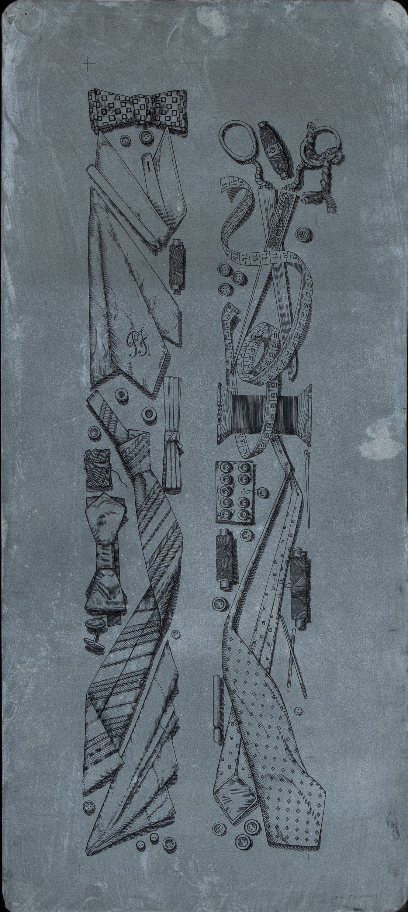 PIERO FORNASETTI (Milano 1913-1988)  Decorations for "Storia della moda" panels (1 of 1)