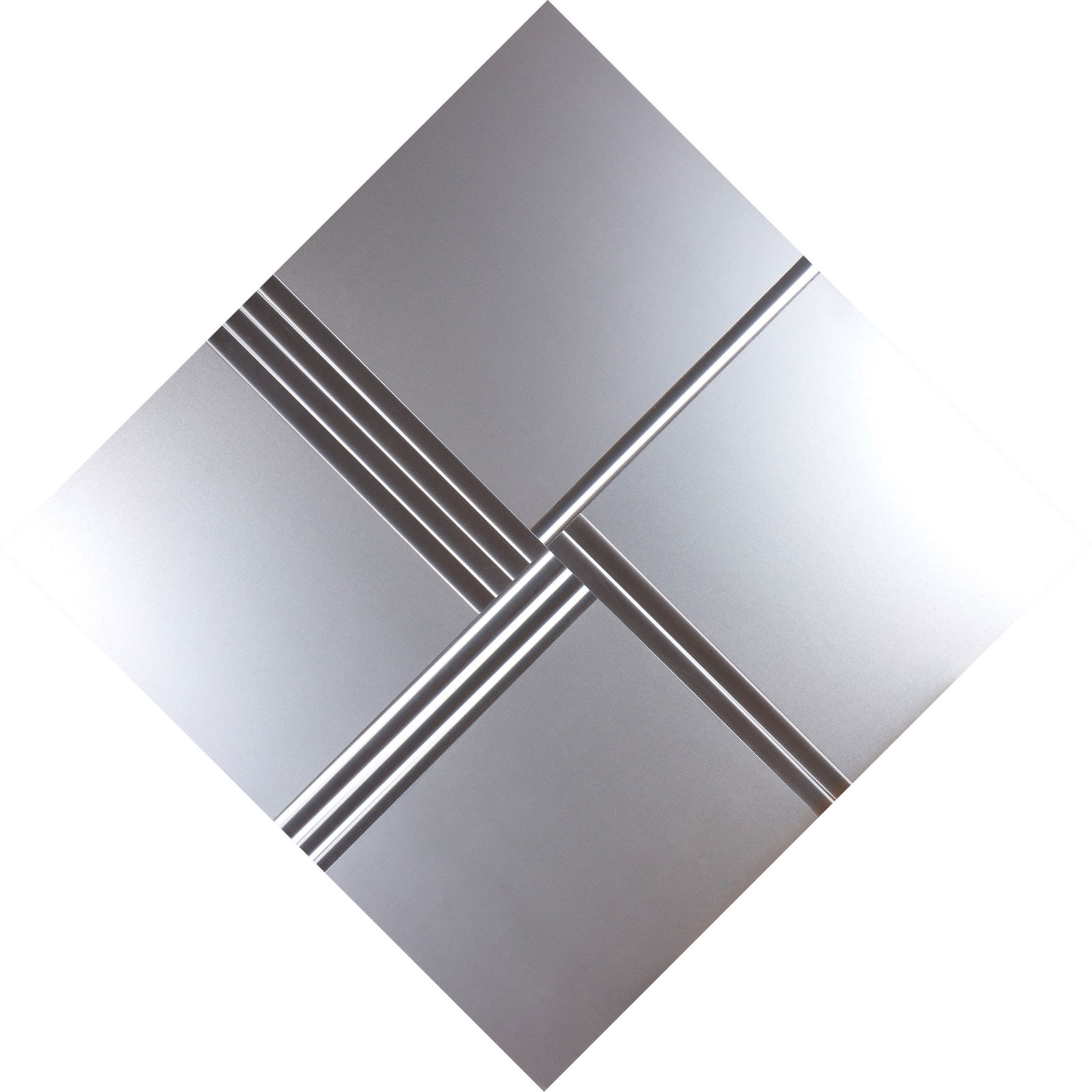 GETULIO ALVIANI (Udine 1939-Milano 2018) Superficie a Testura Vibratile. Rotazione 1.2.3.4.: Superficie a Testura Vibratile. Rotazione 1.2.3.4. 1972 Aluminium on panel 88,5 x 88,5 x 2,7 cm Signature, date, title on the back Vienna, Galerie Nachst St. Stephan, Alviani Castellani Colombo, 1972;