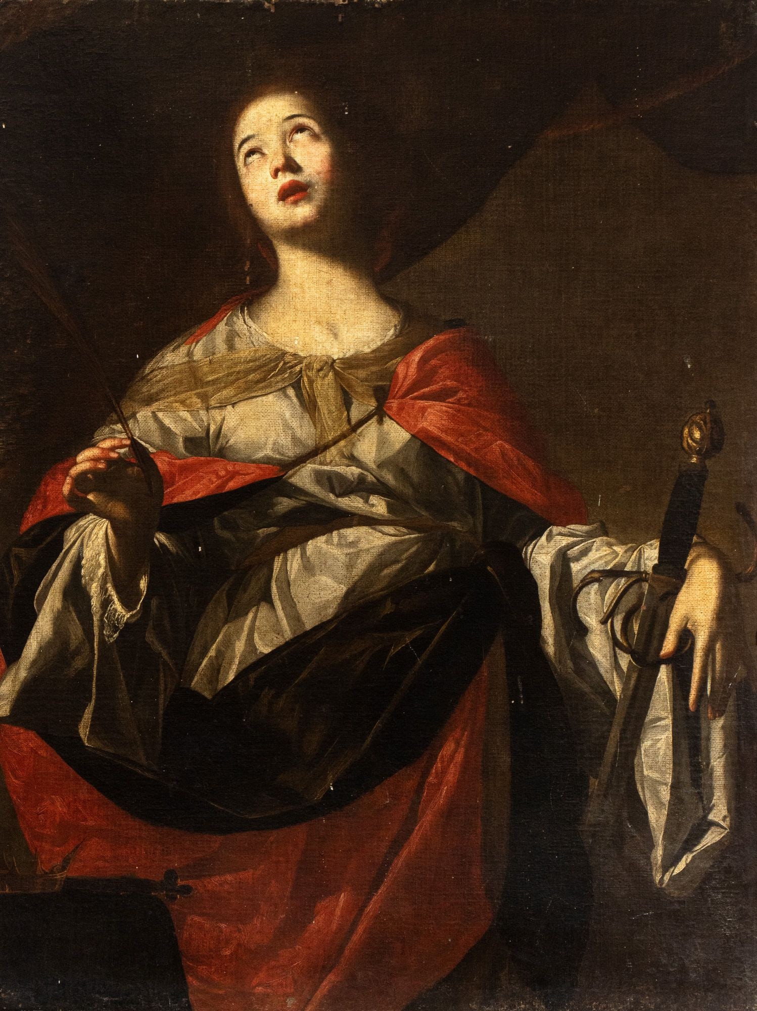 Santa Caterina d'Alessandria: Bernardo Cavallino (attribuito a) (Napoli 1616-Napoli 1656) Saint Catherine of Alexandria Oil on canvas cm. 118x91. Framed Luigi Moretti Collection, Rome.