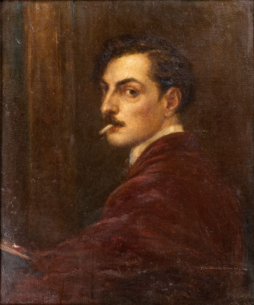 TITO CORBELLA (Pontremoli 1885-Roma 1966), Self-portrait: TITO CORBELLA (Pontremoli 1885-Roma 1966)Self-portrait1918Oil on canvas70 x 50 cmSigned and dated lower right: T. Corbella, 1918Renzo Mercuri Collection - Libreria ScarpignatoGood conditions, framed w