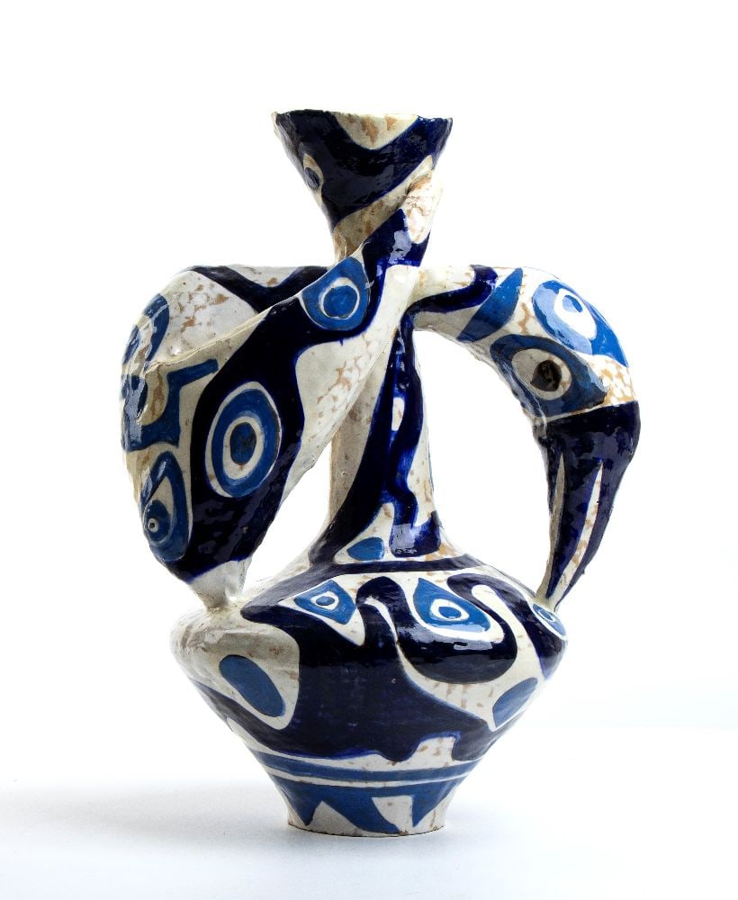SALVATORE MELI (Comiso 1929-Roma 2011), Vaso Angelo - Anthropomorphic Vase: SALVATORE MELI (Comiso 1929-Roma 2011)Vaso Angelo - Anthropomorphic Vase1953Majolica49 x 39 x 30 cm ca.Signed and dated under the base: Meli, 53Cat. Exhibition, A. Ambrosini, V. Mazzarella, A. Robiony